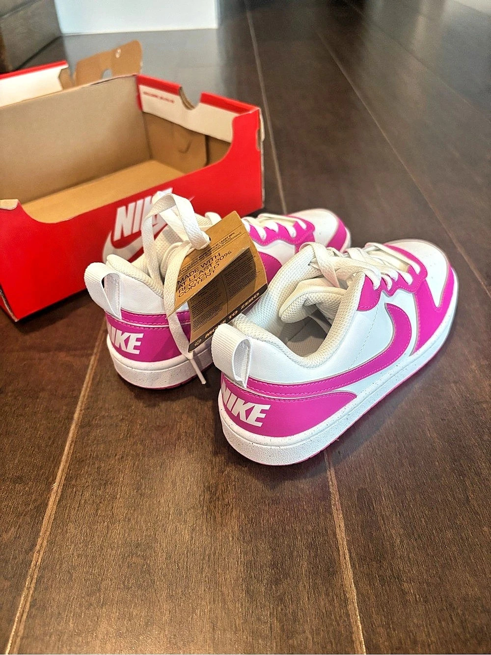 Nike Court Borough Low Recraft (GS) ) Pink & White Girls US 4Y NWT